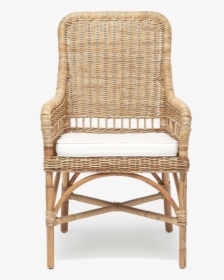 Wicker Arm Chair With Cushion Front View - Chair, HD Png Download, Transparent PNG