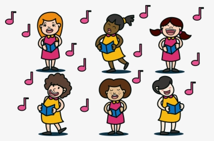 Singing Clipart Child - Choir Girls Vector, HD Png Download, Transparent PNG