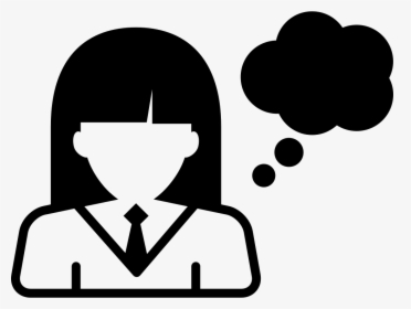 Girl Thinking - Girl Thinking Clipart Black And White, HD Png Download, Transparent PNG