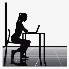 Police Clipart Office Building - Person Sitting At Desk, HD Png Download, Transparent PNG