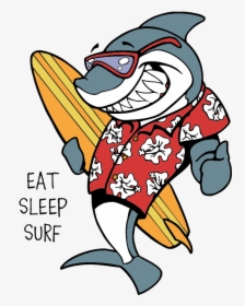Big Wave Surfing Shark Biarritz Clip Art - Surfing Shark Cartoon, HD Png Download, Transparent PNG