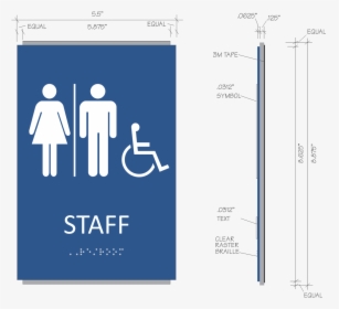 Ada Braille Staff Restroom Sign - Unisex Ada Restroom Sign, HD Png Download, Transparent PNG
