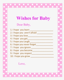 Free Printable Pink Polka Dots Wishes For Baby - Circle, HD Png Download, Transparent PNG