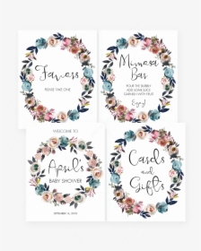Floral Wreath Baby Shower Decorations Printables By - Baby Shower Sign Free, HD Png Download, Transparent PNG