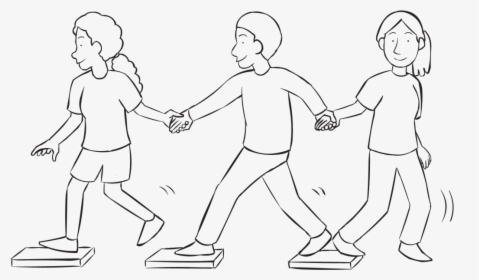 People Working As A Team Crossing A Series Of Steps - Holding Hands, HD Png Download, Transparent PNG