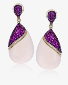 Zeghani 14k Yellow Gold Diamond, Pink Sapphire And - Earrings, HD Png Download, Transparent PNG