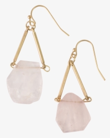 *rose Quartz On Triangle Earrings - Earrings, HD Png Download, Transparent PNG