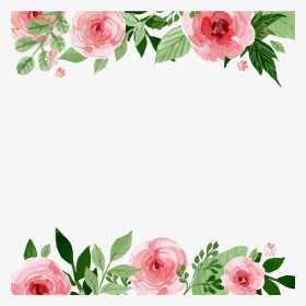 Transparent First Birthday Png - Watercolor Flowers Border Free, Png Download, Transparent PNG