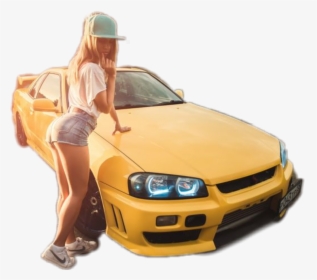 Car Wallpapers With Girls , Png Download - Girls With Jdm Cars, Transparent Png, Transparent PNG