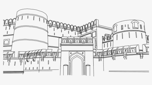 Agra Fort Line Drawing - Sketch Drawing Of Agra Fort, HD Png Download, Transparent PNG