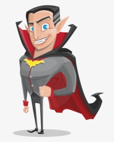 Funny Vampire Man Vector Cartoon Character - Cartoon, HD Png Download, Transparent PNG