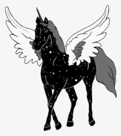 Unicorn Tumblr Galaxy Blackandwhite , Png Download - Galaxy Transparent Unicorns, Png Download, Transparent PNG