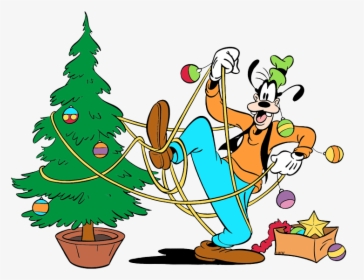 Goofy Decorating Christmas Tree - Disney Christmas Tree Clipart, HD Png Download, Transparent PNG
