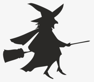 Broom Witchcraft Silhouette - Witch On A Broom Silhouette, HD Png Download, Transparent PNG