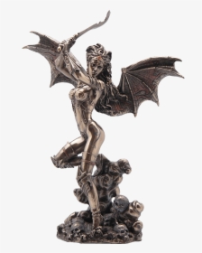 Bronze Bat Wing Female Warrior With Scimitar Statue - Female Warrior Statue, HD Png Download, Transparent PNG