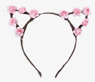 Cat Headband Flowercrown Flower Kitty Pink Roses Crown - Cat Ear Headband Transparent Background, HD Png Download, Transparent PNG