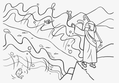 Exodus, Bible, Moses, Egypt, Ccx, Jewish, Judaism - Moses And The Red Sea Coloring Sheet, HD Png Download, Transparent PNG