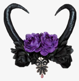 #horns #crown #flowers #purple #black #goth #gothic - Black Flower Crown Png, Transparent Png, Transparent PNG