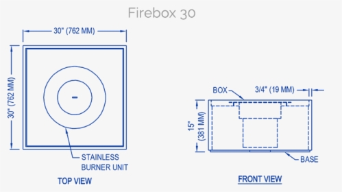 Solus Firebox Technical Drawing - Fire Pit Dimensions Mm, HD Png Download, Transparent PNG