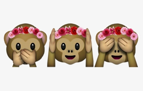 #emoji #flower #flowercrown #emojis #monkey #monkeys - 🙈 🙉 🙊 Emoji, HD Png Download, Transparent PNG