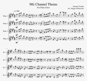 Transparent Mii Png - Mii Channel Theme Flute Sheet Music, Png Download, Transparent PNG