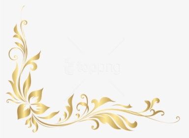 Download Golden Floral Decoration - Gold Floral Border Png, Transparent Png, Transparent PNG