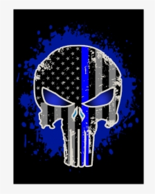 Thin Blue Line Flag Skull, HD Png Download, Transparent PNG
