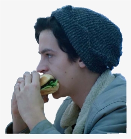 Transparent Cw Riverdale Jughead Eating A Burger Definitely - Cole Sprouse Eating A Burger, HD Png Download, Transparent PNG