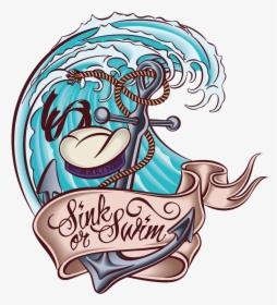 Clip Art Old School Tattoo Hats - Sink Or Swim Anchor Tattoo, HD Png Download, Transparent PNG