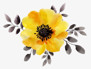 Transparent Watercolor Flower Clipart - Transparent Yellow Watercolor Flowers, HD Png Download, Transparent PNG