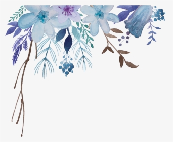 Transparent Tropical Flower Clipart - Blue Watercolor Flowers Transparent Background, HD Png Download, Transparent PNG