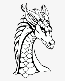 Dragon Neck The Head Of The Free Picture - Dragons Black And White, HD Png Download, Transparent PNG