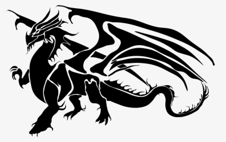The Dragon’s Christmas - Black And White Silhouette Dragon, HD Png Download, Transparent PNG