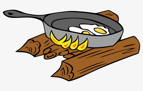 Free Campfire Cooking Clip Art - Fry Clipart Black And White, HD Png Download, Transparent PNG