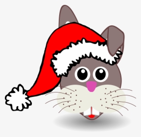 Free Vector Funny Bunny Face With Santa Claus Hat - Blue Santa Hat Clipart, HD Png Download, Transparent PNG