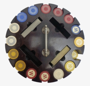 Vintage Clay Poker Chip Set With Revolving Case - Wall Clock, HD Png Download, Transparent PNG