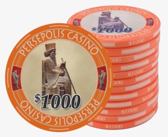 Persepolis Casino Orange $1000 Ceramic Poker Chip - Ceramic Poker Chip, HD Png Download, Transparent PNG