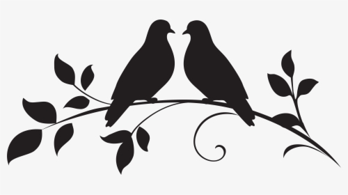 Dove Clipart Silhouette Love Birds Silhouette Png- - Love Bird Clipart Black And White, Transparent Png, Transparent PNG