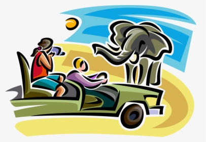 Vector Illustration Of Tourists Record Video On Safari, HD Png Download, Transparent PNG