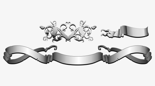 Banner Vector Black And White Png - Silver Ribbon Banner Png, Transparent Png, Transparent PNG