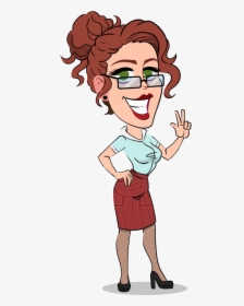Flat Cartoony Business Woman Vector Character - Cartoon, HD Png Download, Transparent PNG