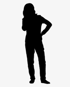 Talking In Mobile Standing Woman Free Picture - Standing Woman Silhouette Person, HD Png Download, Transparent PNG