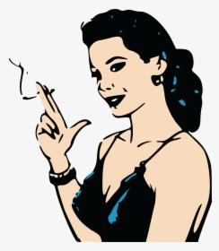 Vector Women Retro - Woman Smoking Clipart, HD Png Download, Transparent PNG