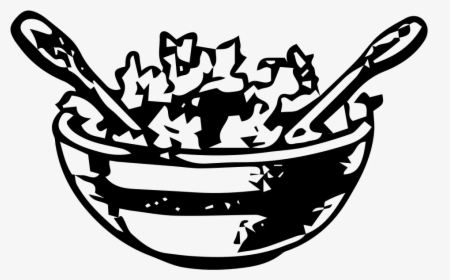 Salad Bowl Clipart Black And White - Black And White Clipart Salad, HD Png Download, Transparent PNG
