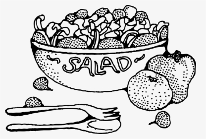 Food Salad Bowl Free Picture - Salad Black And White, HD Png Download, Transparent PNG