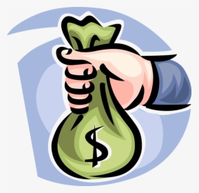 Vector Illustration Of Hand Holds Bag Of Cash Money - Hand Holding Money Bag Png, Transparent Png, Transparent PNG