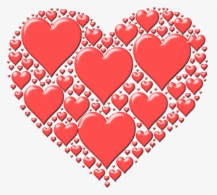 Vector Illustration Of Red Heart Made Out Of Many Small - Heart Shape Color Blue, HD Png Download, Transparent PNG
