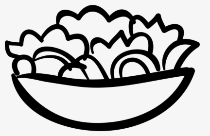Salad Bowl Hand Drawn Food - Salad Black And White Png, Transparent Png, Transparent PNG