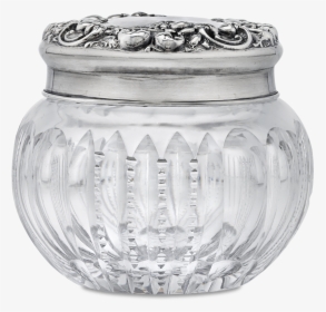 Cut Glass And Silver Powder Jar - Vase, HD Png Download, Transparent PNG