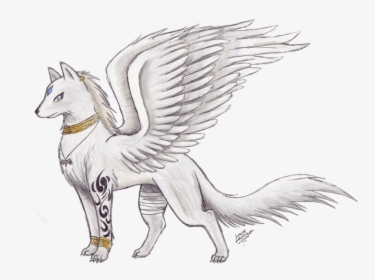 Wolf With Wings Drawing, HD Png Download, Transparent PNG